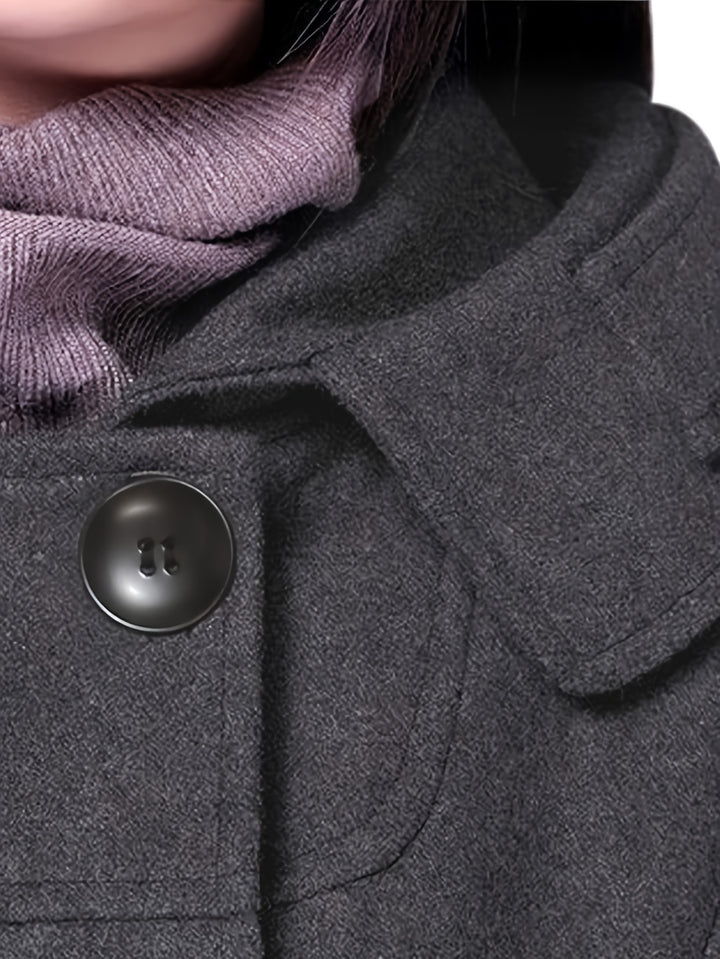Mireille | Hooded Double-Breasted Mid-Length Coat