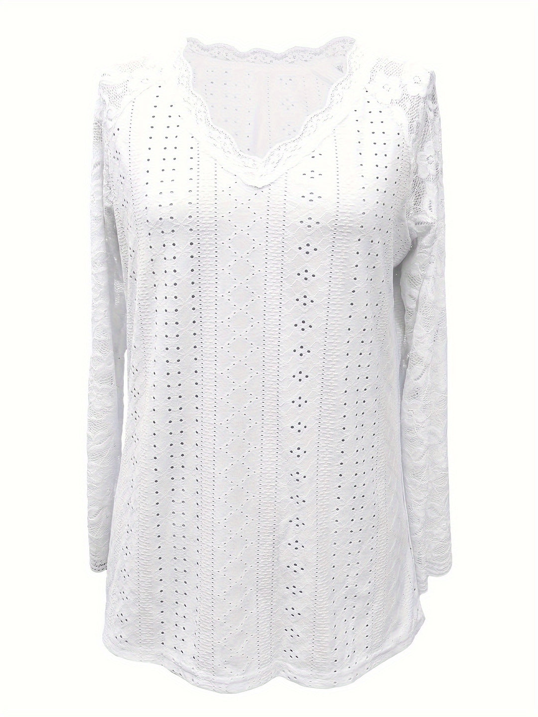 Felicity | Lace-Trimmed Eyelet Top