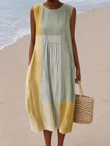 Roberta | Colour-Block Sleeveless Midi Dress