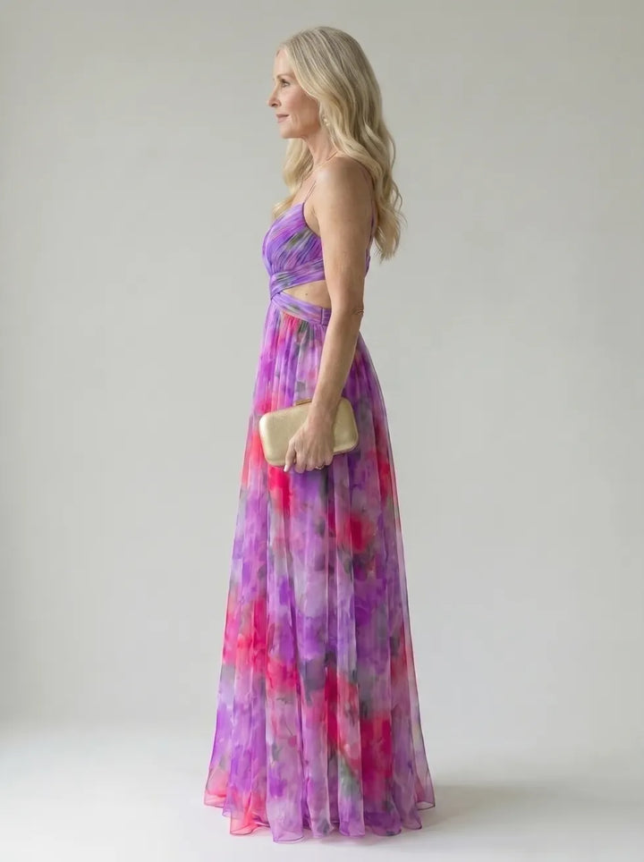 Aveline | Flowing Watercolour Maxi Dress