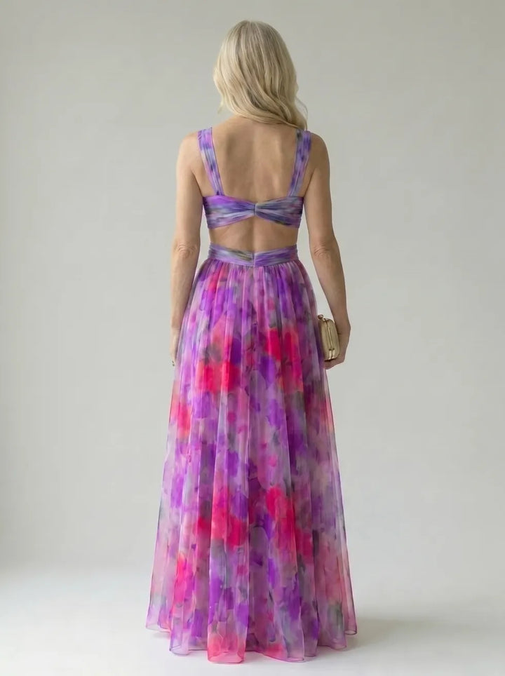 Aveline | Flowing Watercolour Maxi Dress