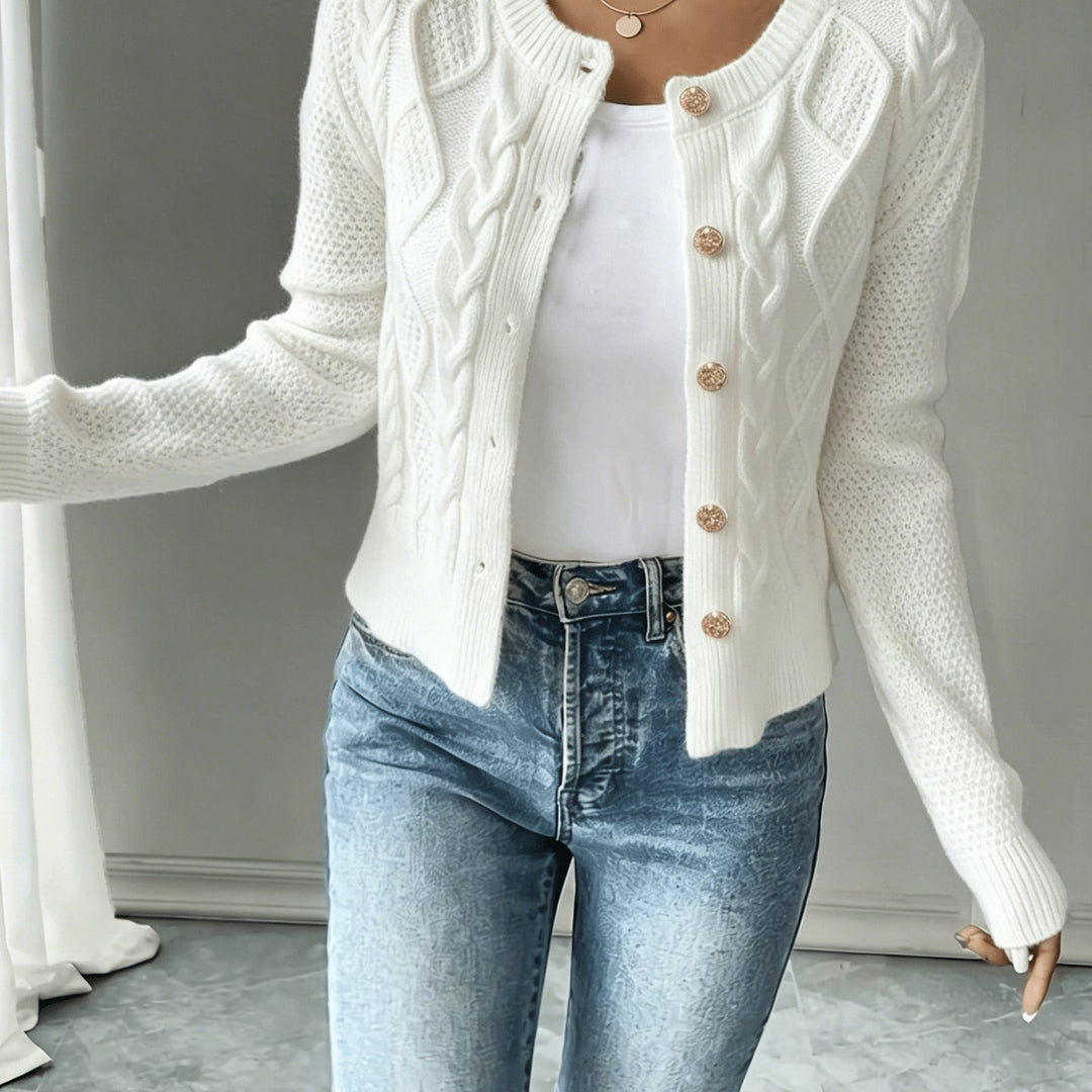 Lorraine | Cable-Knit Button-Front Cardigan