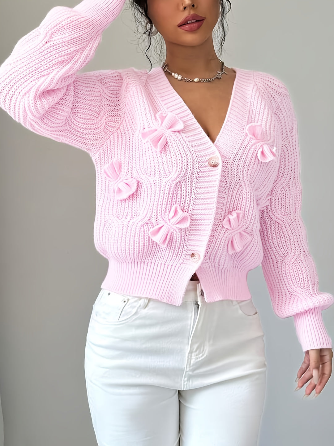 Rosanna | Bow-Detail Long Sleeve Cardigan