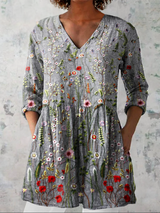 Lucille | Floral V-Neck Long Blouse