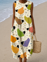 Aubrey | Playful Printed Sleeveless Midi Dress