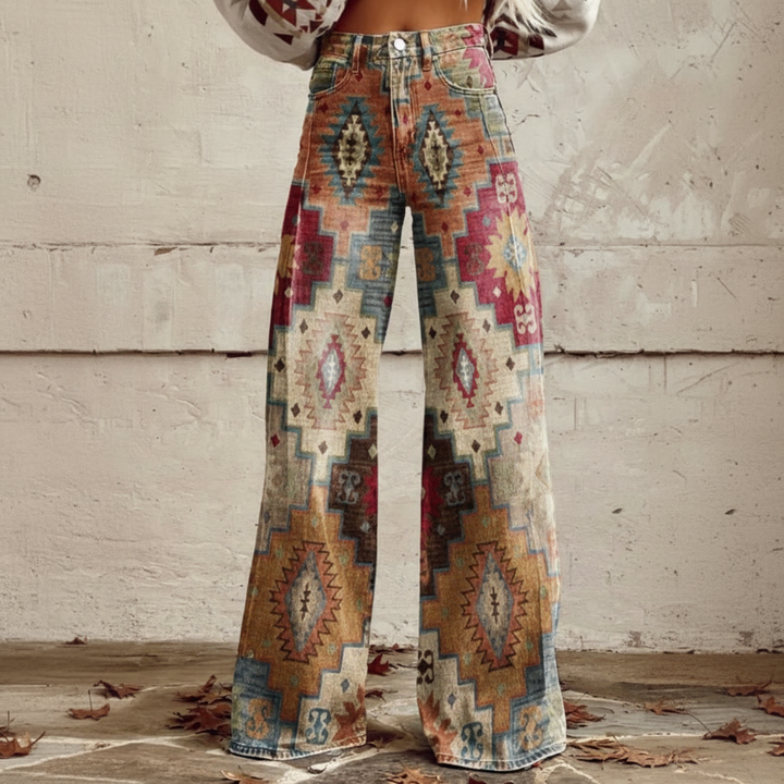 Waverly | Boho Patterned Wide-Leg Trousers