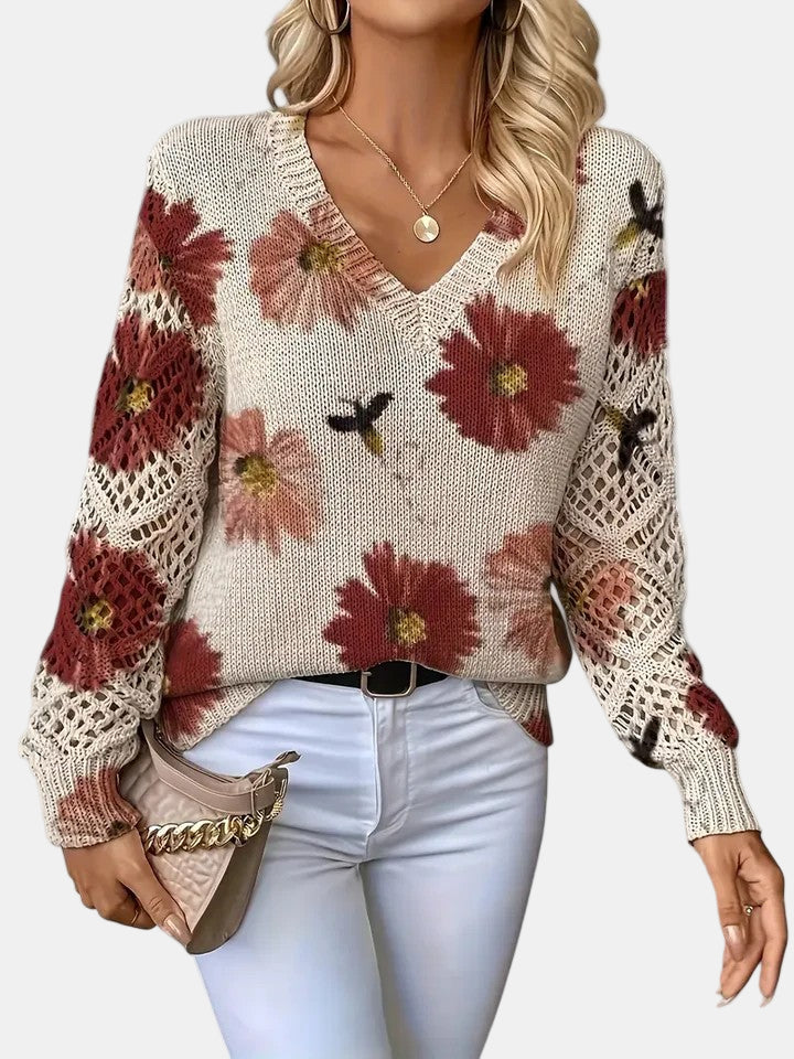 Freya | Floral V-Neck Jumper