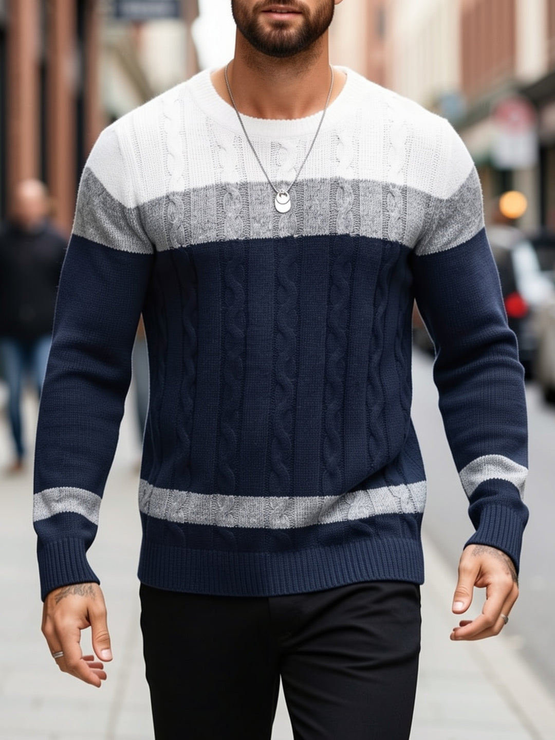 Bellamy | Colour-Block Cable-Knit Jumper