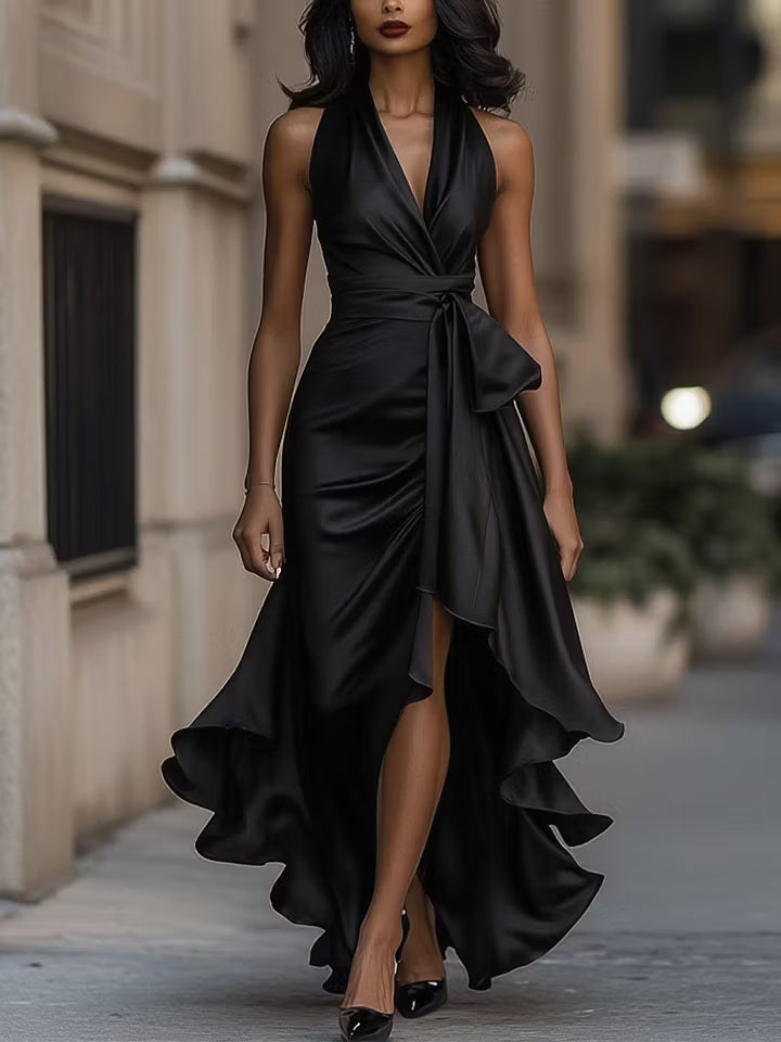 Vanessa | Halter Ruffle Evening Gown