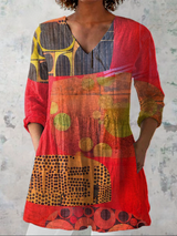 Della Rae | Artful V-Neck Tunic Blouse