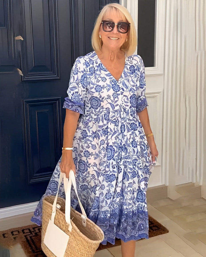 Willa | Graceful V-Neck Floral Midi Dress