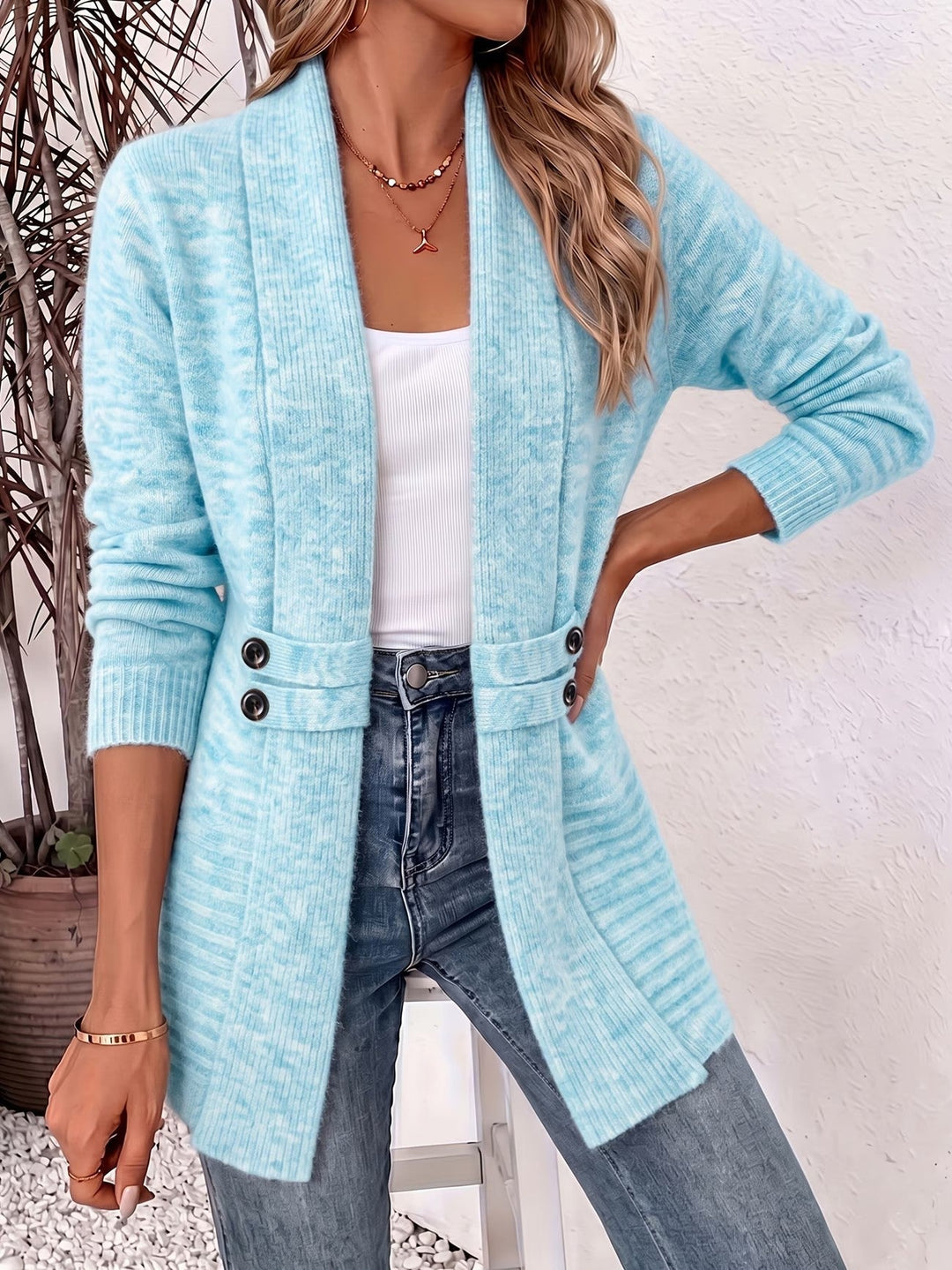 Sylvana | Marled Button-Tab Cardigan