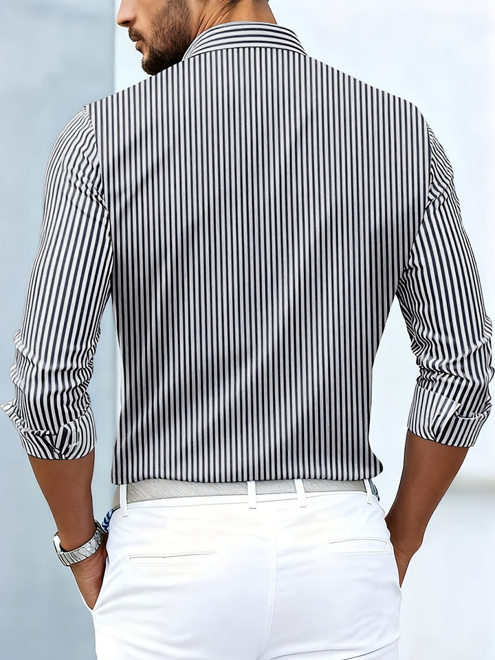 Bennett | Woven-Stripe Long Sleeve Shirt