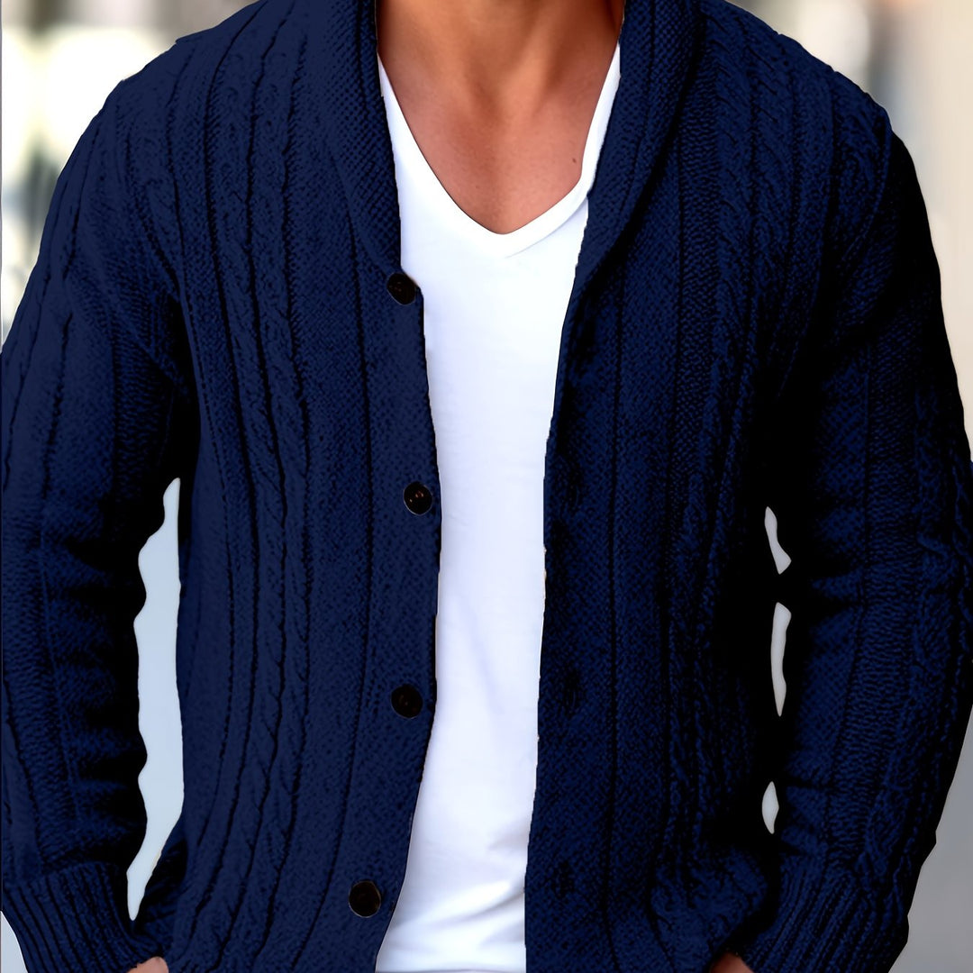 Hollis | Cable-Knit Shawl Collar Cardigan