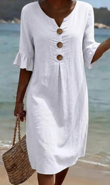 Deborah | Breezy Buttoned Shift Dress