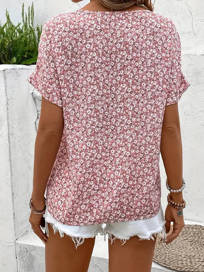Nancy | Floral Notch-Neck Blouse
