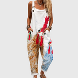 Xanthippe | Relaxed Rooster Print Dungarees
