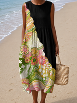 Bernice | Colour-Block Floral Midi Dress