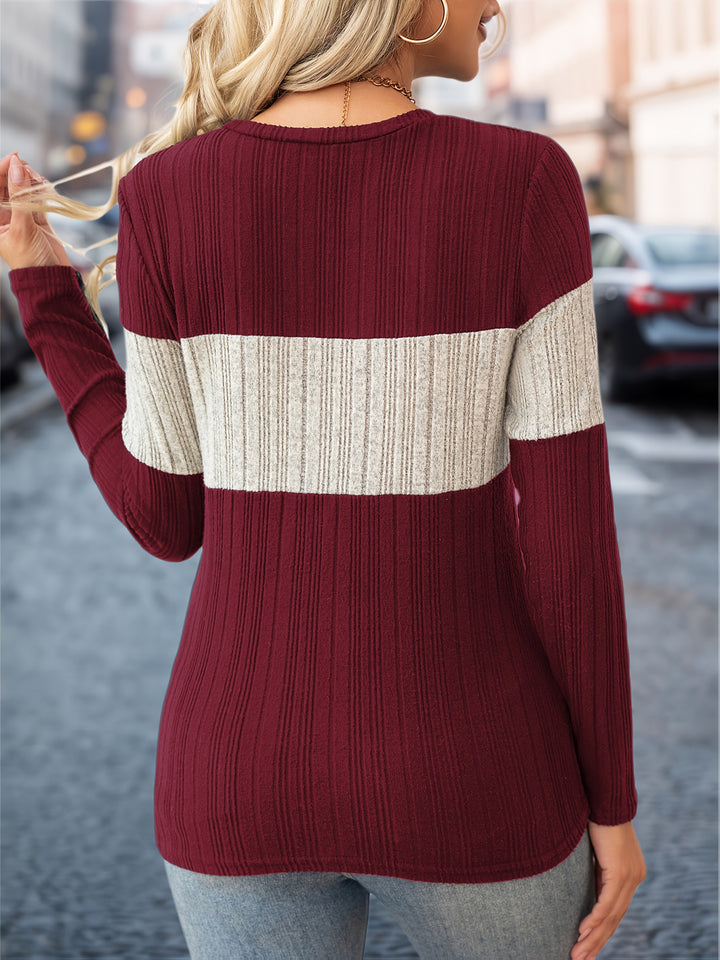 Delia | Colour-Block Long Sleeve Top