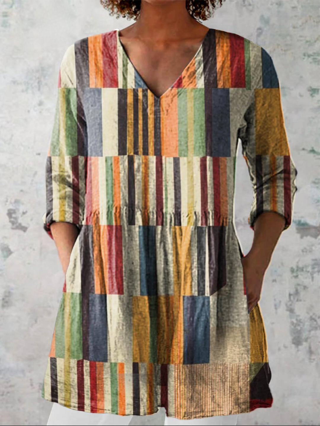 Renata | Relaxed V-Neck Tunic Blouse