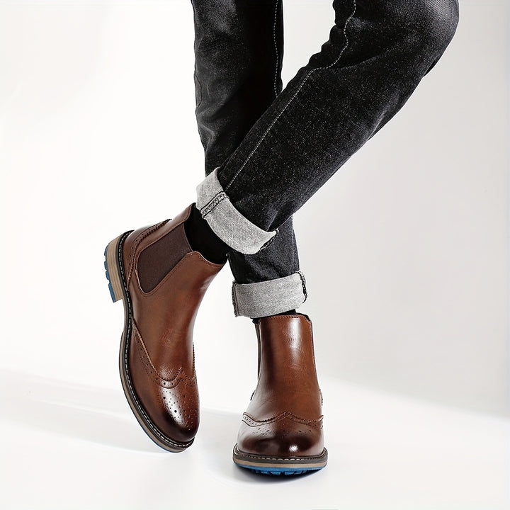 Barnaby | Refined Brogue Chelsea Boots