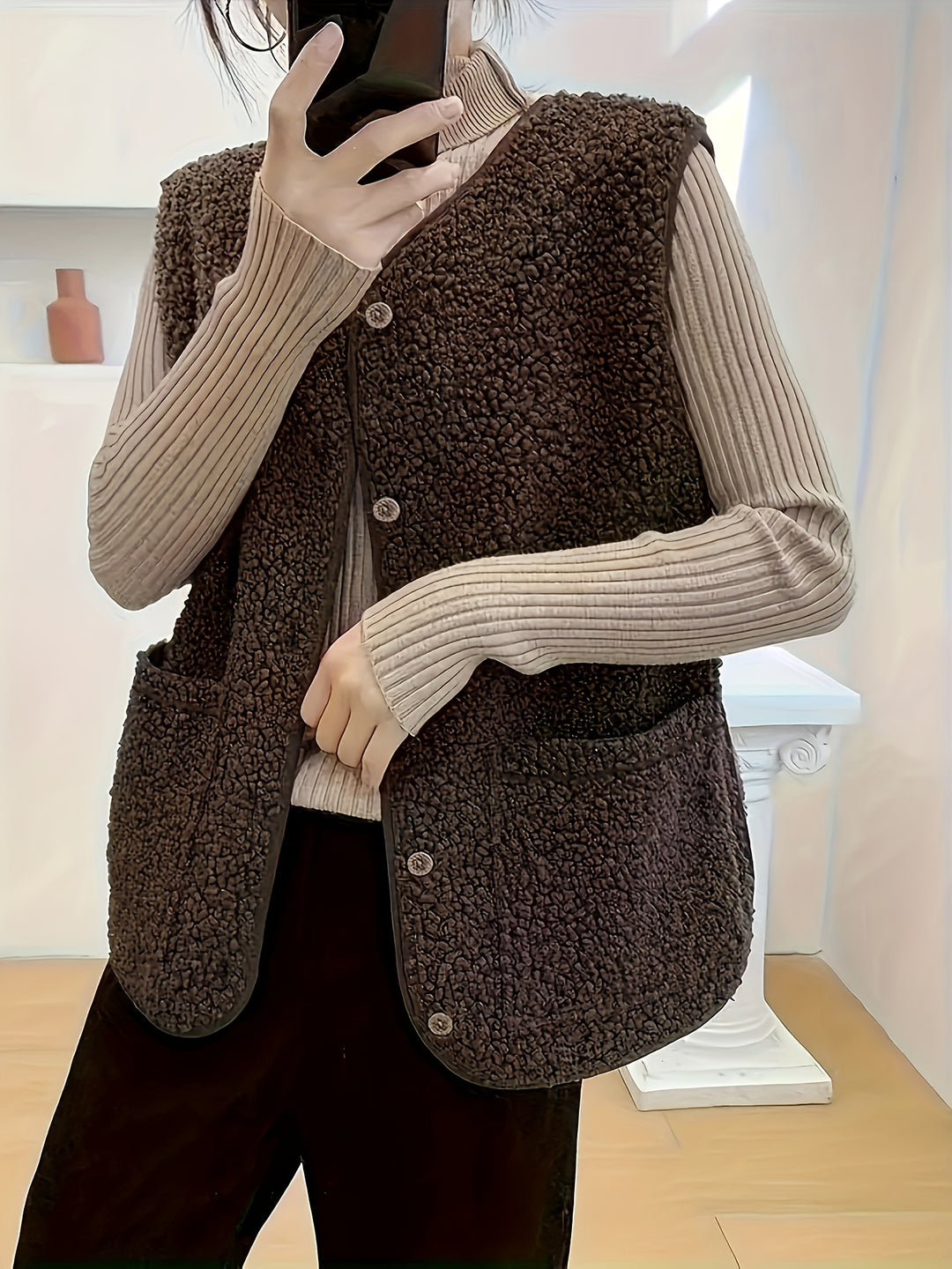 Roxanne | Textured Button-Front Gilet