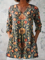 Tabitha | Vintage-Print V-Neck Tunic