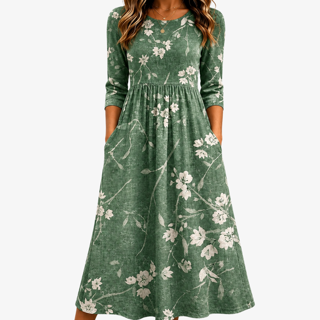 Claire | Relaxed Floral Pocket Midi Dress