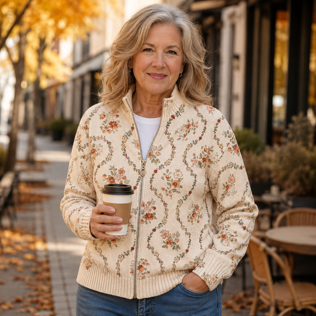 Rosaleen | Floral Stand-Collar Zip Jacket