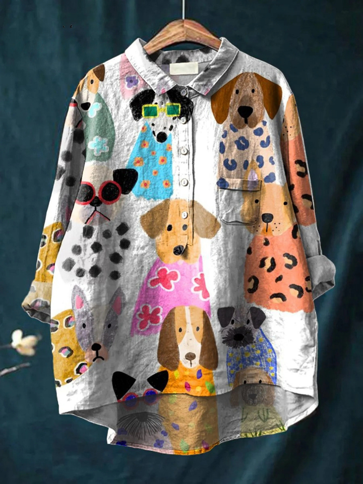 Astrid | Playful Puppy Print Casual Shirt