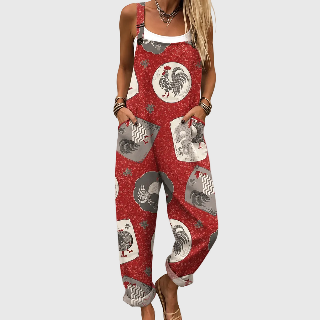 Melisande | Relaxed Rooster Print Jumpsuit