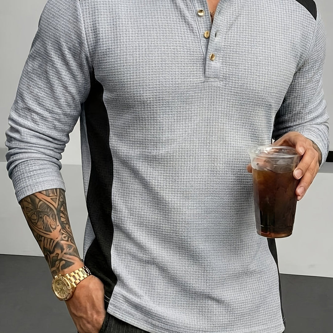 Bryce | Textured Contrast Henley Shirt