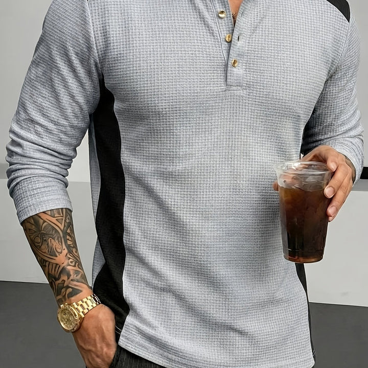 Bryce | Textured Contrast Henley Shirt