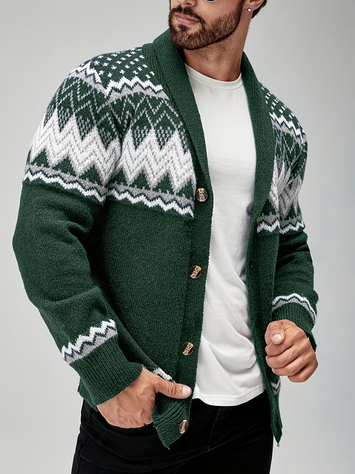 Whitaker | Nordic-Pattern Shawl Cardigan