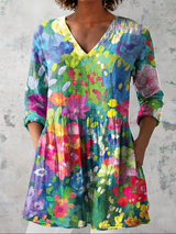 Elowen | Artful Floral V-Neck Tunic