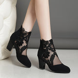 Marguerite Rose | Floral Lace Heeled Ankle Boots