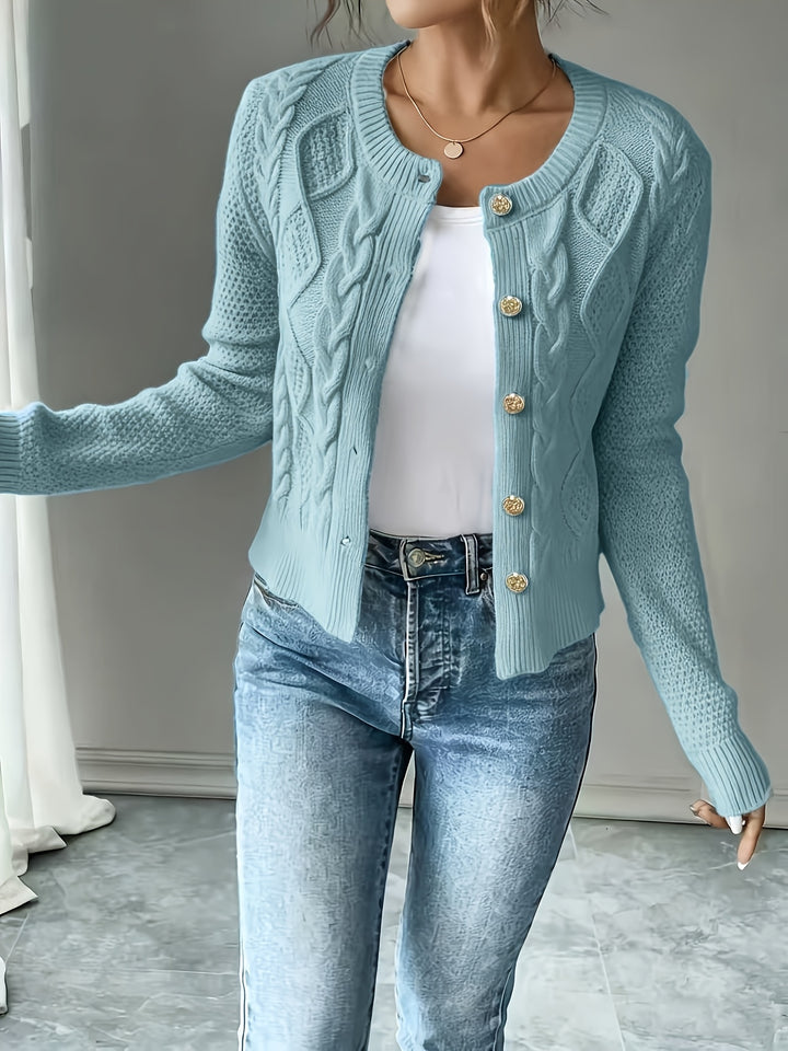 Lorraine | Cable-Knit Button-Front Cardigan
