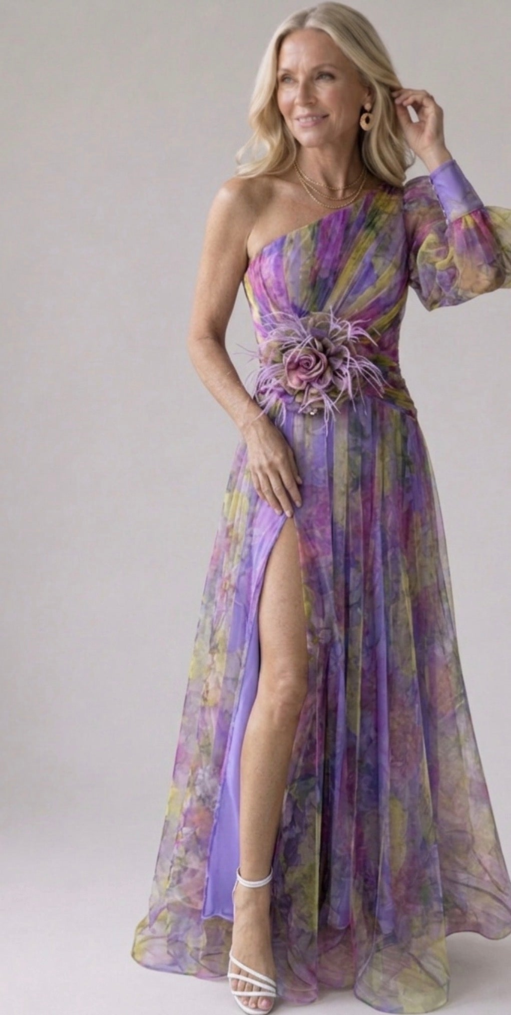 Elodie | One-Shoulder Floral Gown
