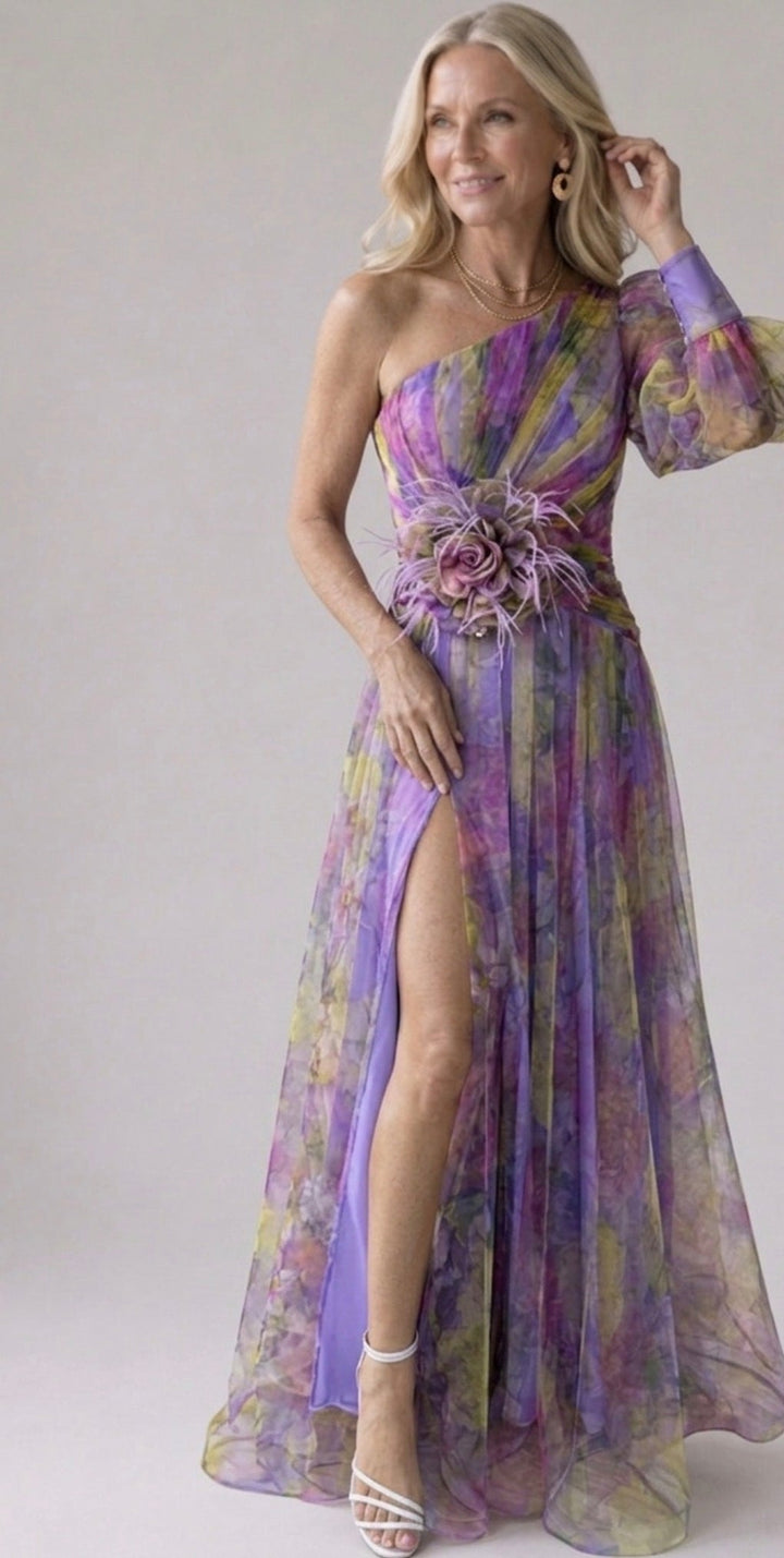 Elodie | One-Shoulder Floral Gown
