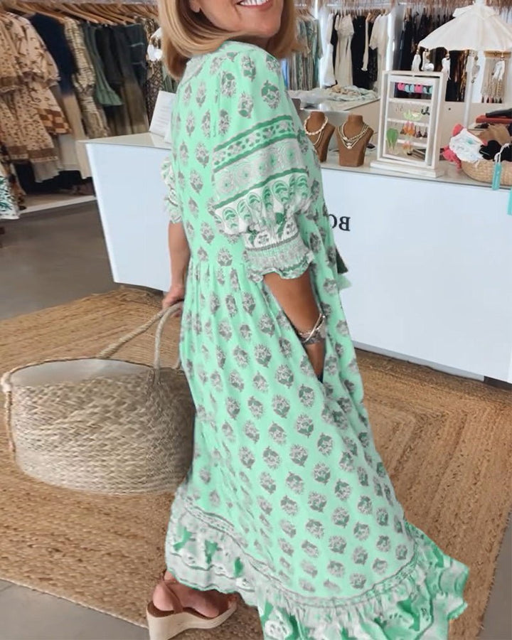 Emmeline | Bohemian Floral V-Neck Dress