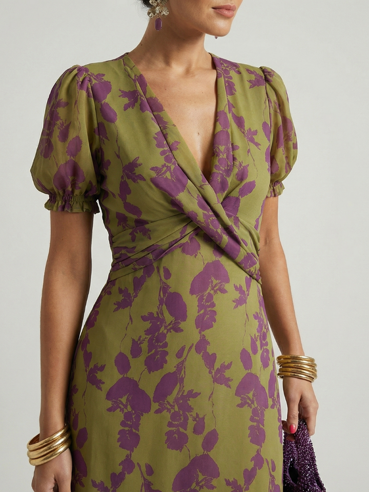 Juliet | Wrap-Effect Floral Midi Dress
