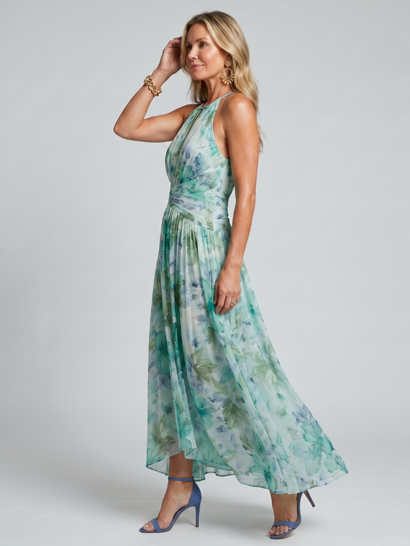 Marlowe | Pleated Halter Maxi Dress