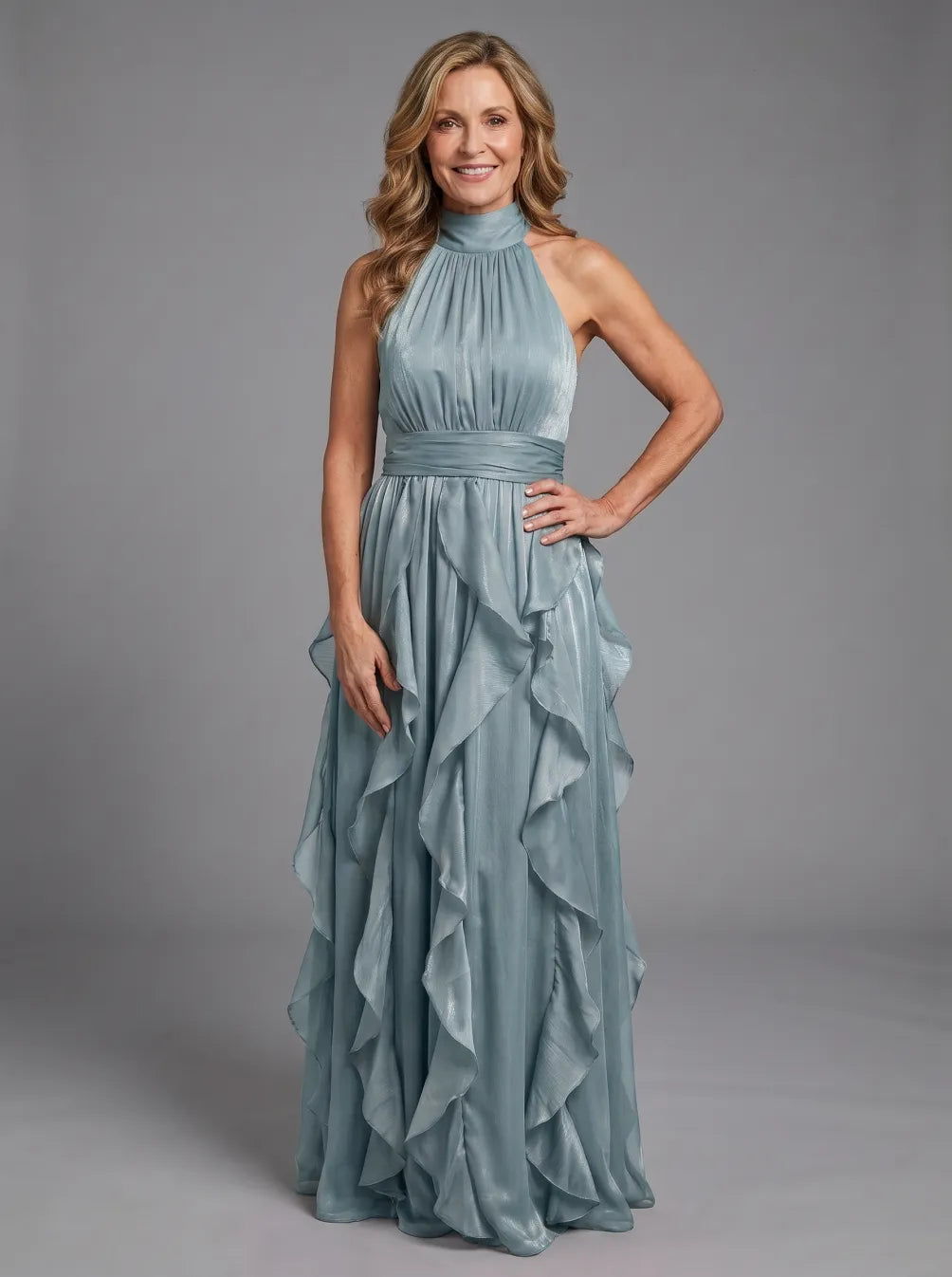 Elara | High-Neck Ruffle Maxi Dress