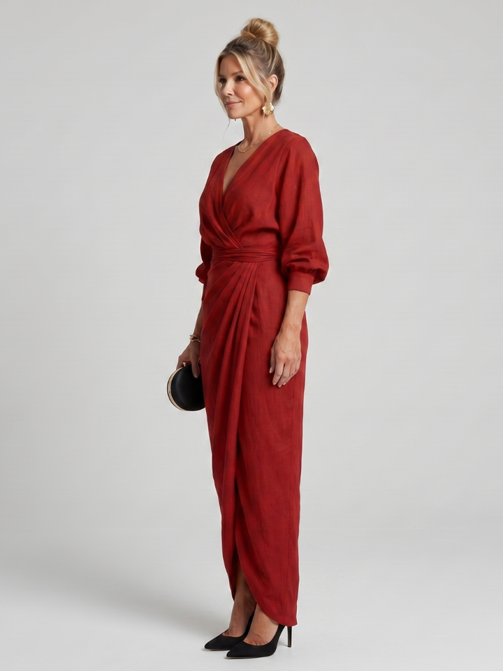 Cecilia | Draped Wrap Midi Dress