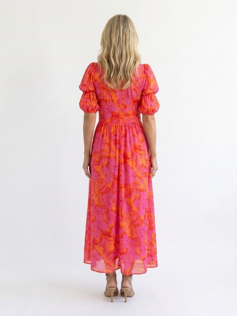 Piper | Floral Puff Sleeve Midi Dress