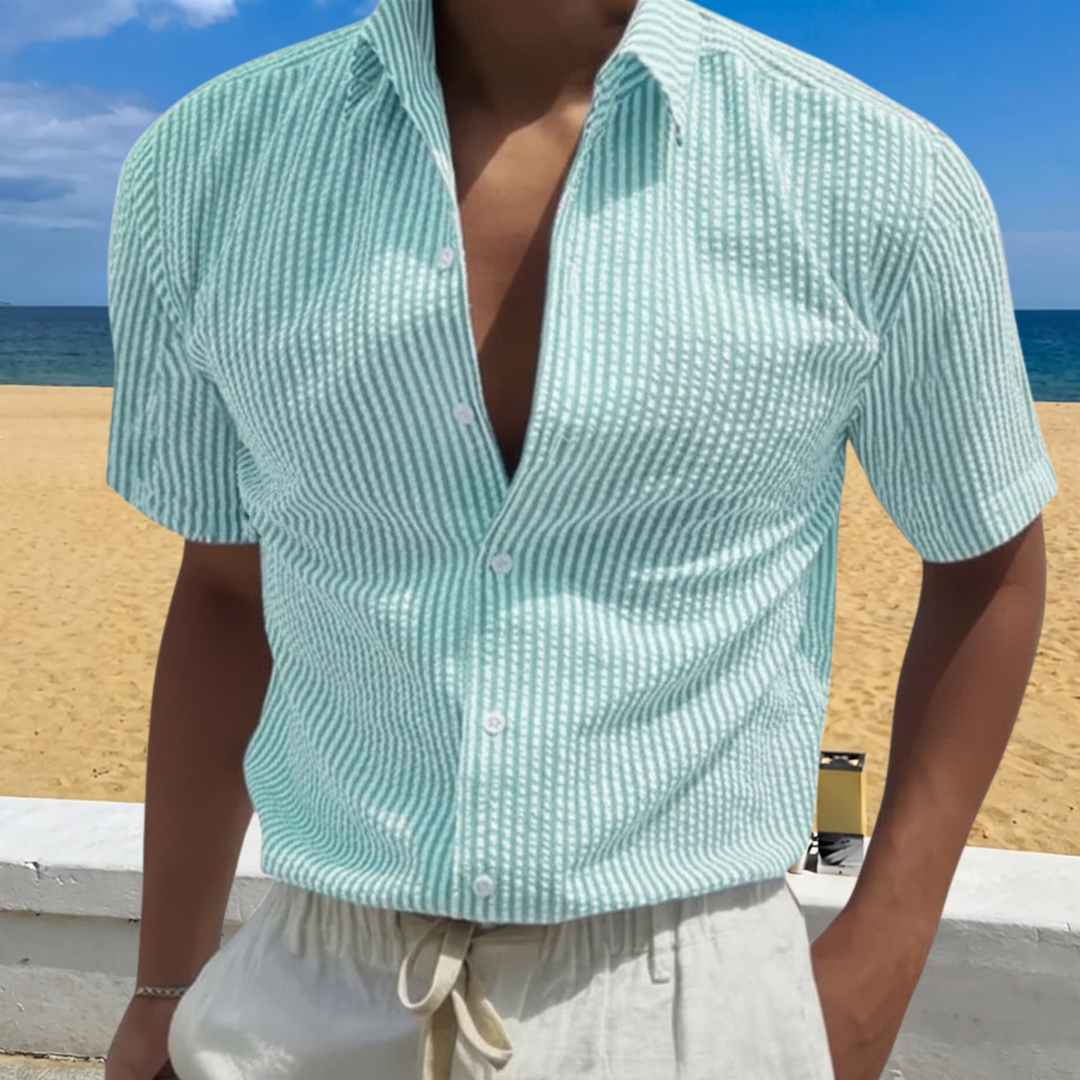 Foster | Textured Stripe Short Sleeve Shirt