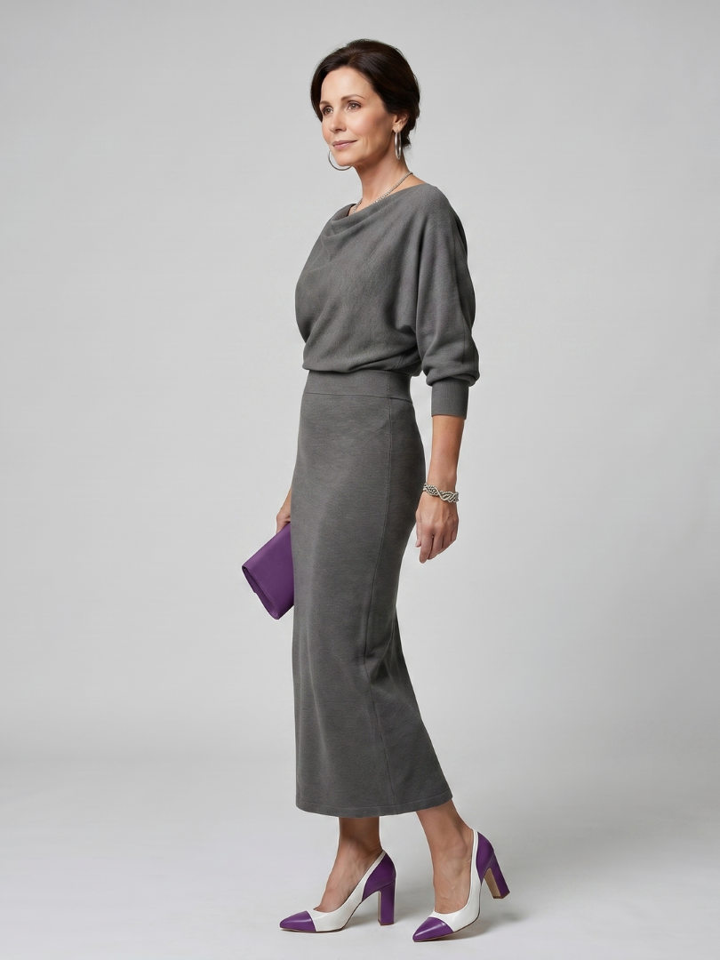 Aubrey | Draped Neck Midi Dress