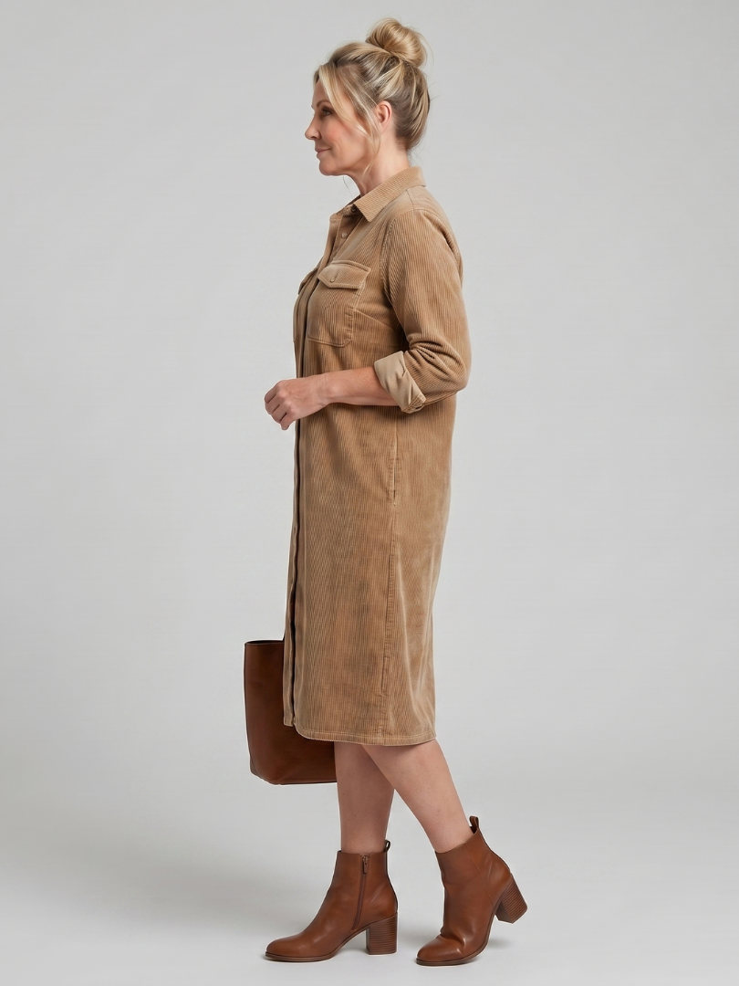 Darcy | Button-Front Patch Pocket Midi Dress