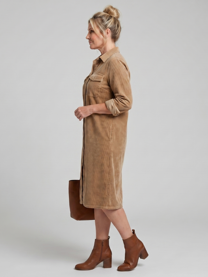 Darcy | Button-Front Patch Pocket Midi Dress