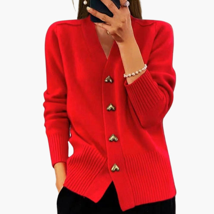 Prudence | Elegant Heart-Button Cardigan
